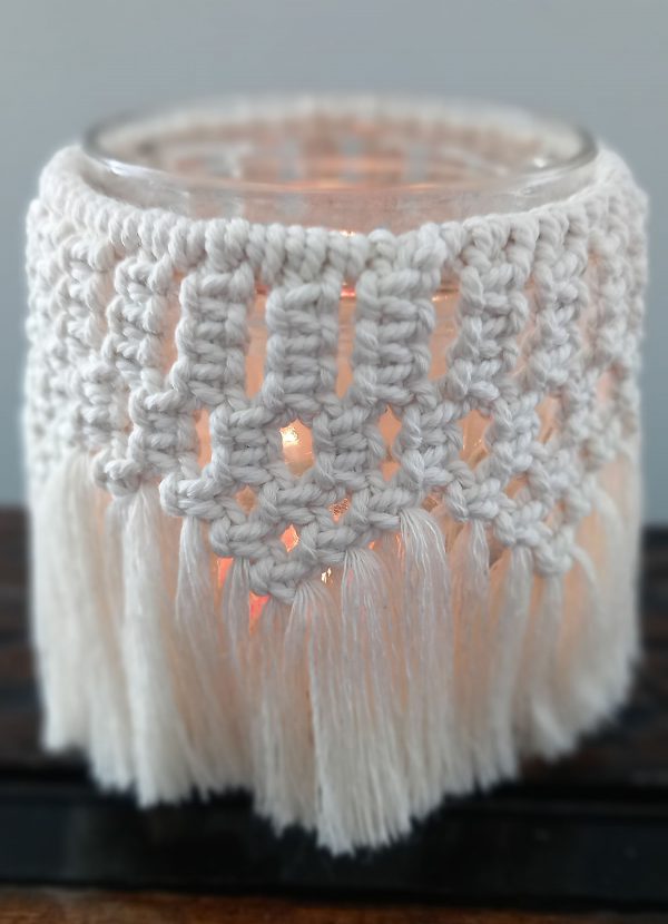 le p'tit univers de sylvia, macramé, photophore, verre, handmade, artisanat, creation